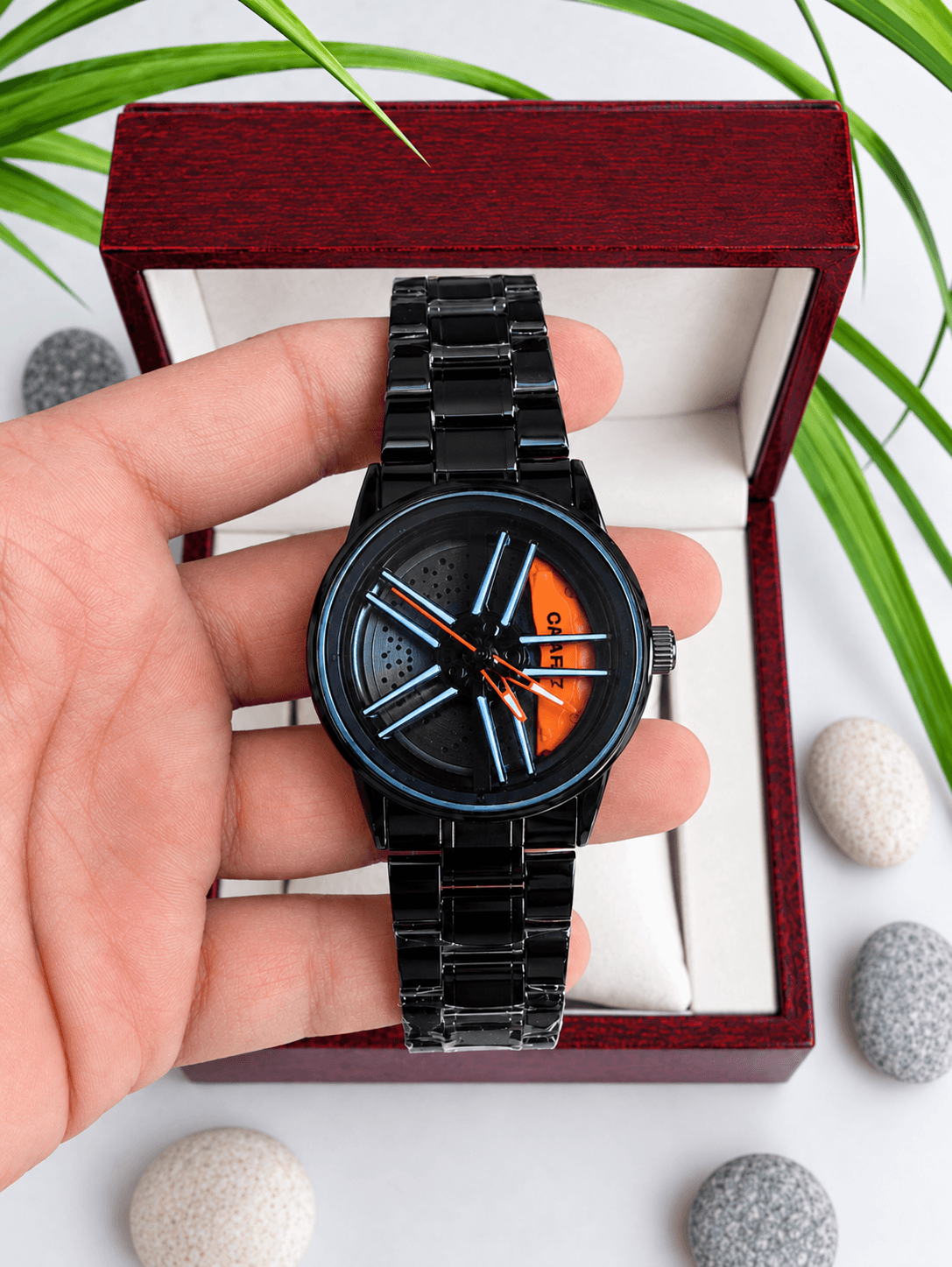 Spinning Car Wheel Watch For Men - 2026 Light Collection - Orange