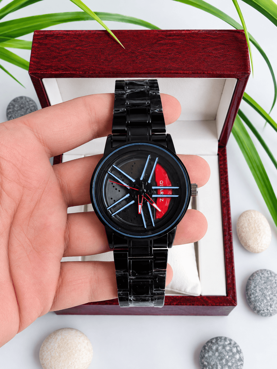Spinning Car Wheel Watch For Men - 2026 Light Collection - Red
